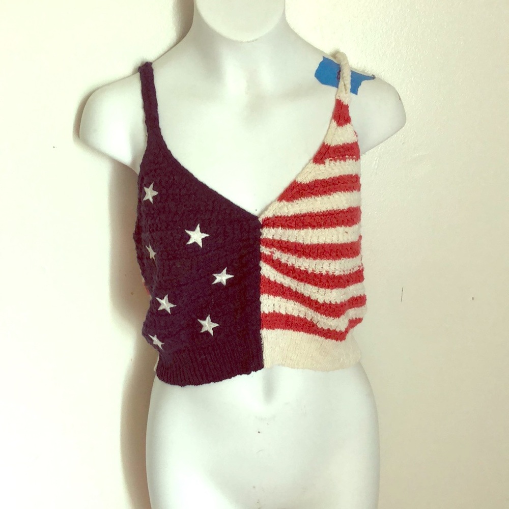 American flag crop tank top